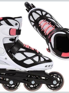 Playlife Uno Inline Skates – Black/White/Pink, Women's US 8, Like New